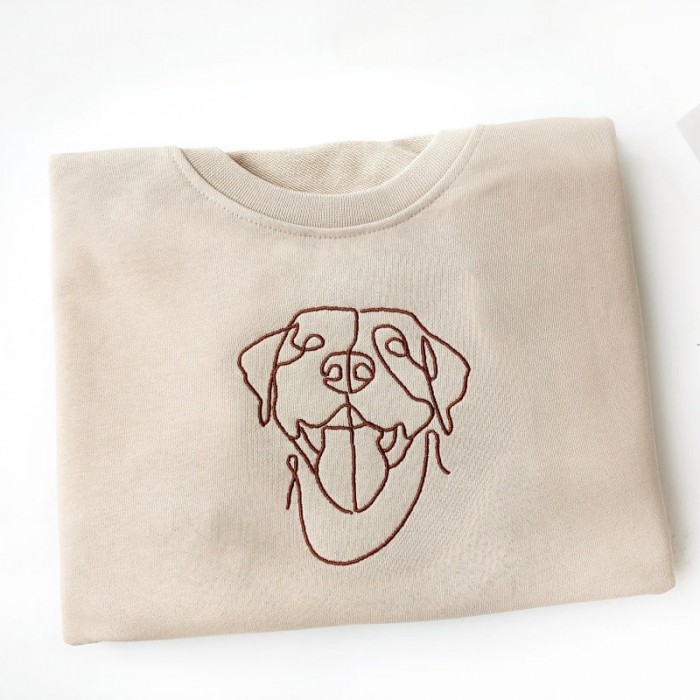 Personalized Pet Embroidered Center Sweatshirt Dog Lover Sweatshirt