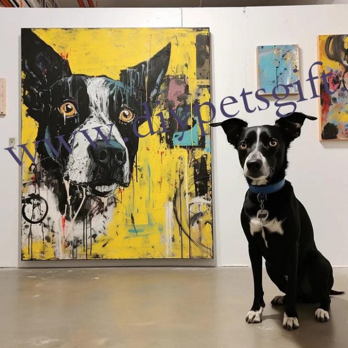 Custom Pet Portrait Canvas Yellow Graffiti Canvas