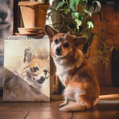 Custom Watercolor Pet Canvas Painting