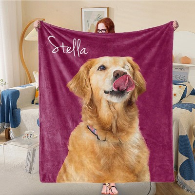 Custom Dog Face Blankets Gifts From Pet Dog Personalized Pet Photo Blanket Fleece Dog Blankets