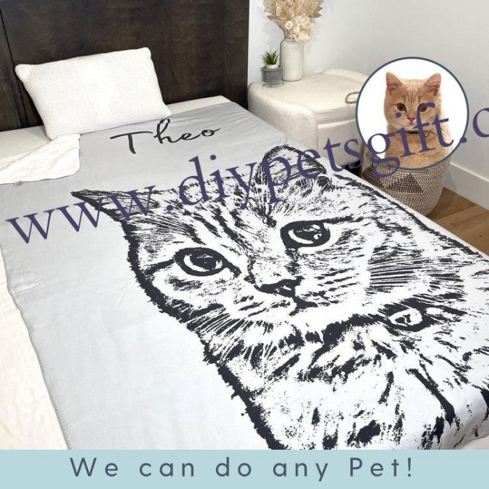 Personalized Throw Blanket Custom With Photo Pet Pen Art Portrait Blankets