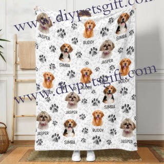 Personalized Dog Cat Photo Custom Paw Blanket