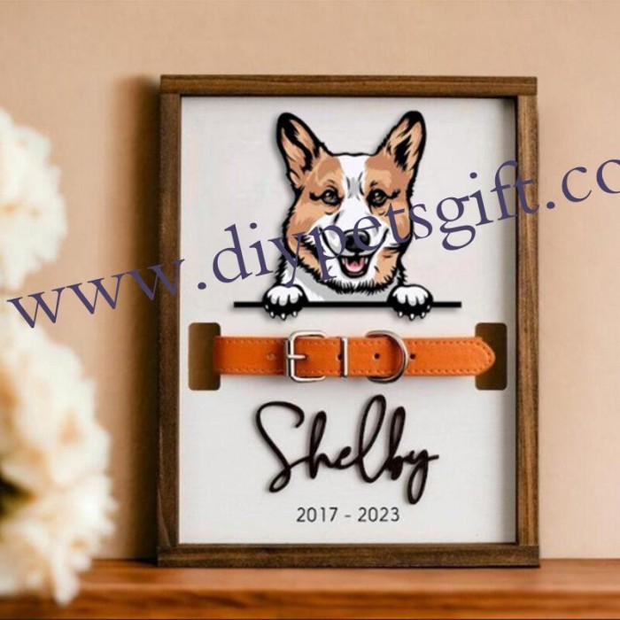 Dog Memorial Pet Collar Photo Frame Optional Pet Style Remembrance Gift