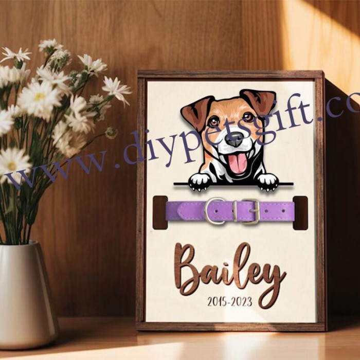 Dog Memorial Pet Collar Photo Frame Optional Pet Style Remembrance Gift
