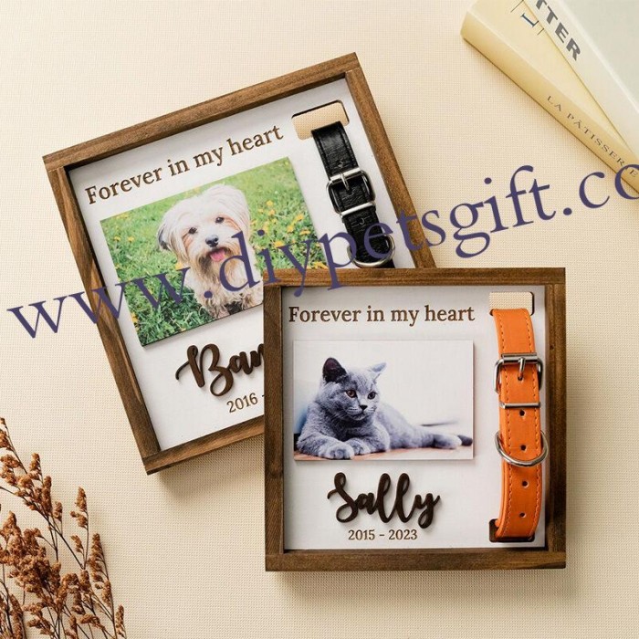 Custom Memorial Gift Personalized Pet Collar Photo Frame For Cute Dog Or Cat
