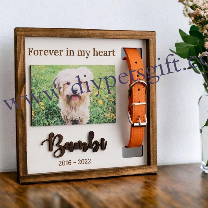 Custom Memorial Gift Personalized Pet Collar Photo Frame For Cute Dog Or Cat