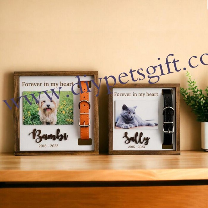 Custom Memorial Gift Personalized Pet Collar Photo Frame For Cute Dog Or Cat