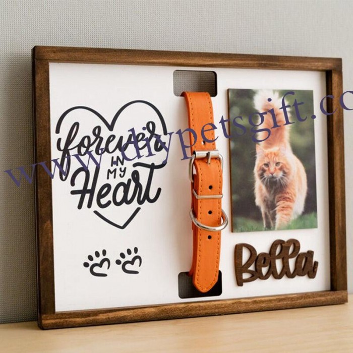 Personalized Pet Collar Picture Frame Optional Text Remembrance Gift