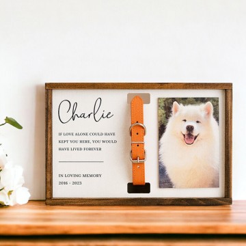Personalized Dog Or Cat Collar Photo Frame With Custom Text Remembrance Gift For Pet Lovers