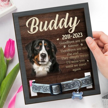 Mother's Day Gift Custom Photo Frame I'll Miss You Until We Meet Again With Pet Collar Design Memorial Gift For Friends