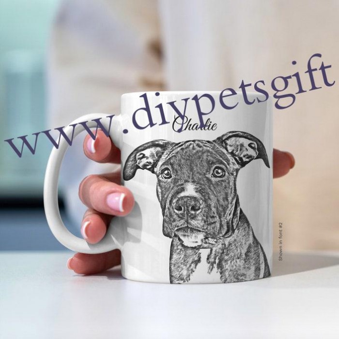 Personalized Pet Portrait Custom Sketch Mug From Photo Cup For Dog  Lovers