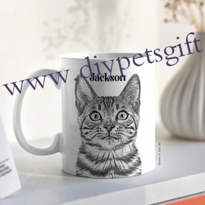 Personalized Pet Portrait Custom Sketch Mug From Photo Cup For Dog  Lovers