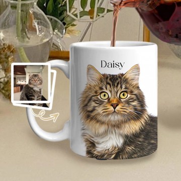 Custom Pet Portraits Mug With Name Personalized Pet Faces Coffee Memorial Mug For Pet Loss