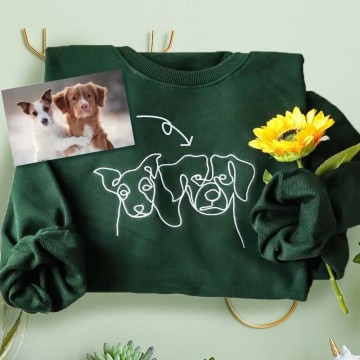 Personalized Pet Embroidered Center Sweatshirt Dog Lover Sweatshirt