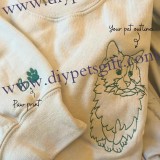 Mother's Day Gift Pet Portrait Embroidered Sweatshirt Using Pet Photo Paw Print On The Sleeve